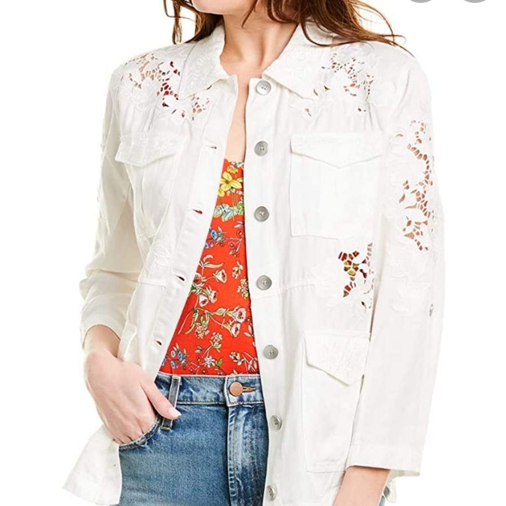 NWT Alice + Olivia Charline Oversized Military White Jacket sz Small
